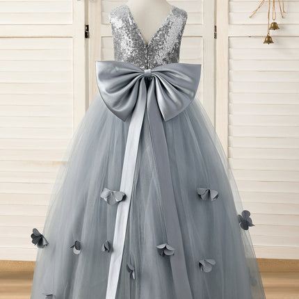 Robe De Princesse Tulle Gris Argenté