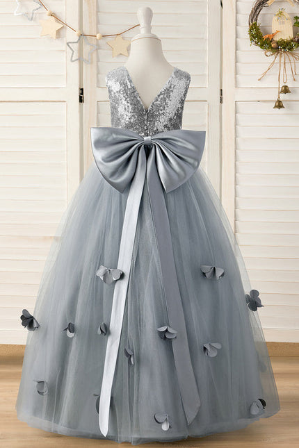 Robe De Princesse Tulle Gris Argenté