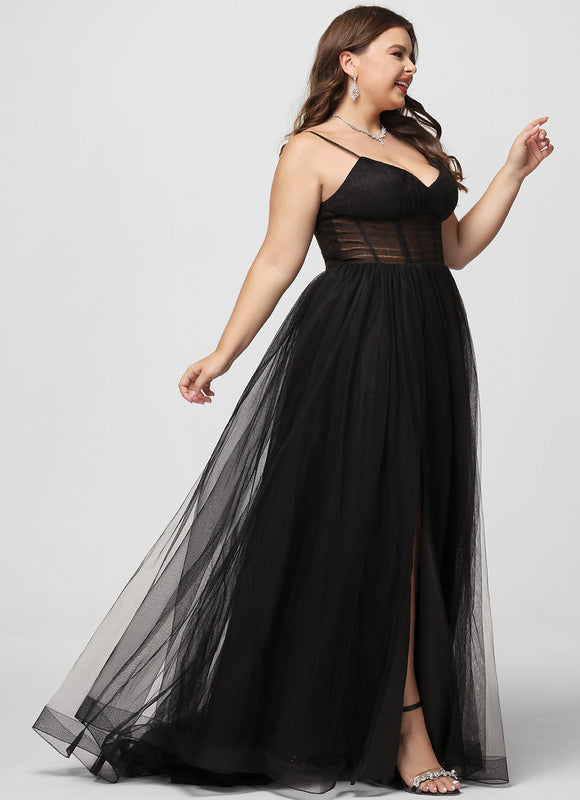 Robe De Princesse Tulle Noire Élégante - gallery 9
