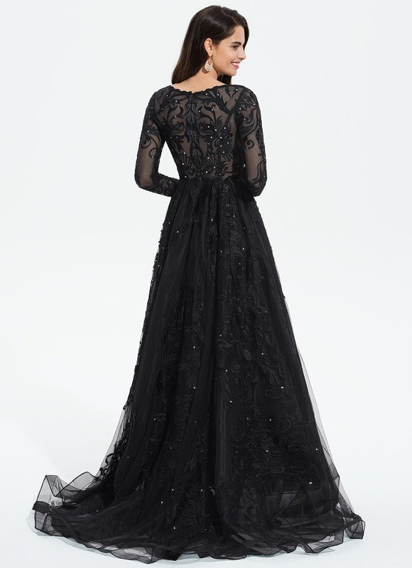 Robe De Princesse De Gala En Tulle Brodé - gallery 5