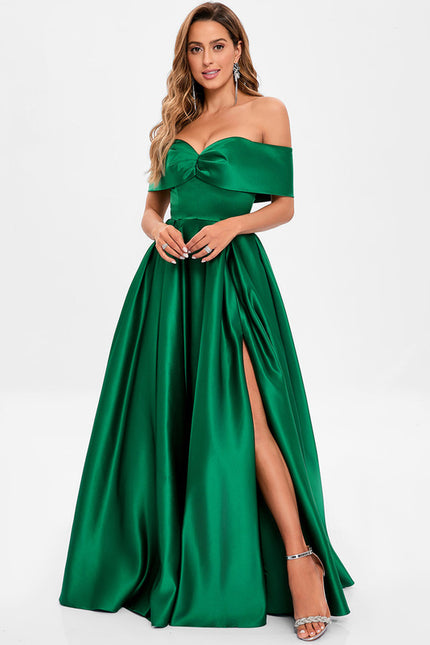 Robe De Princesse Satin Émeraude Chic - gallery 2