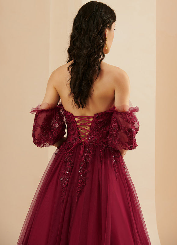 Robe De Princesse Bordeaux Évasée - gallery 6