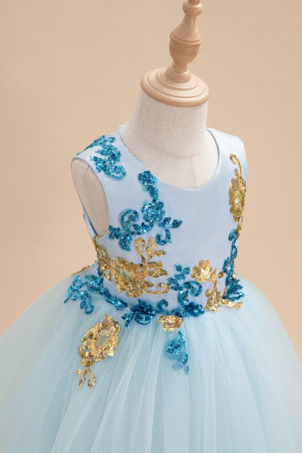 Robe De Princesse Tulle Bleu Floral - gallery 6