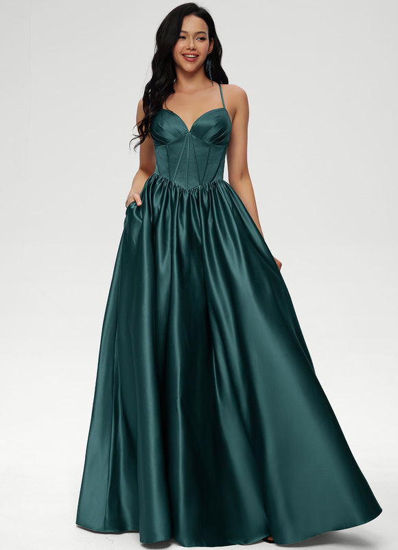 Robe De Princesse Satin Fluide Ras Du Sol