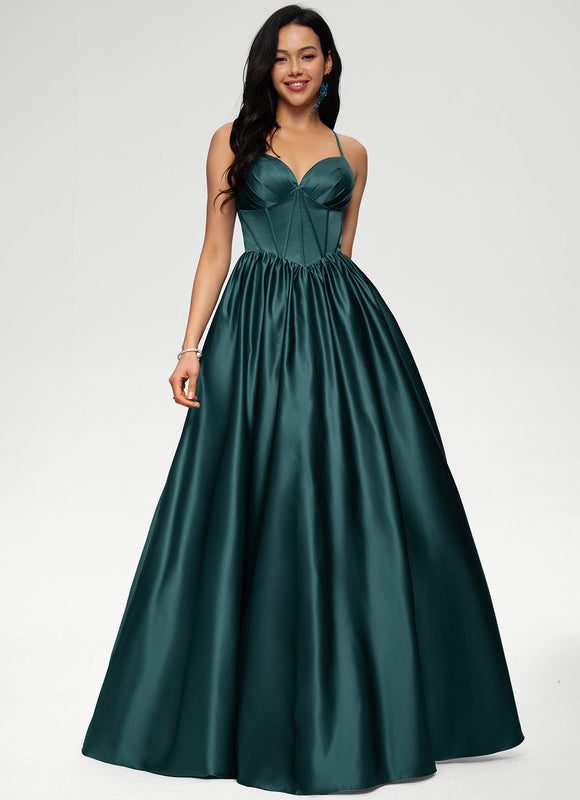 Robe De Princesse Satin Fluide Ras Du Sol - gallery 2