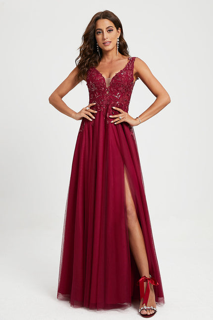 Robe De Princesse Bordeaux Scintillante