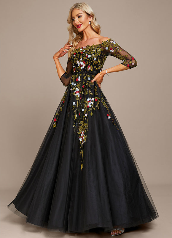 Robe De Princesse Noire Florale - gallery 4