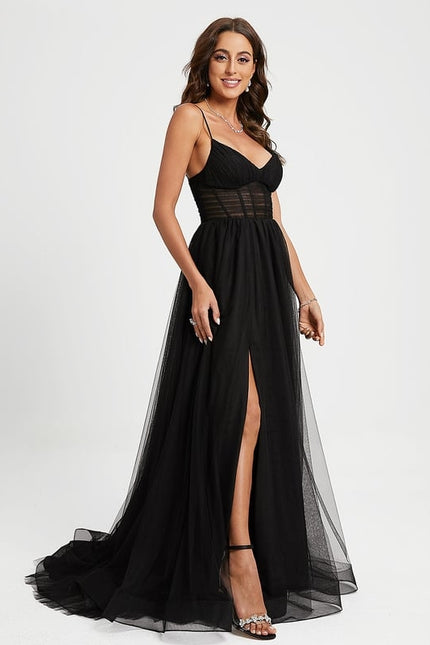 Robe De Princesse Tulle Noire Élégante - gallery 2