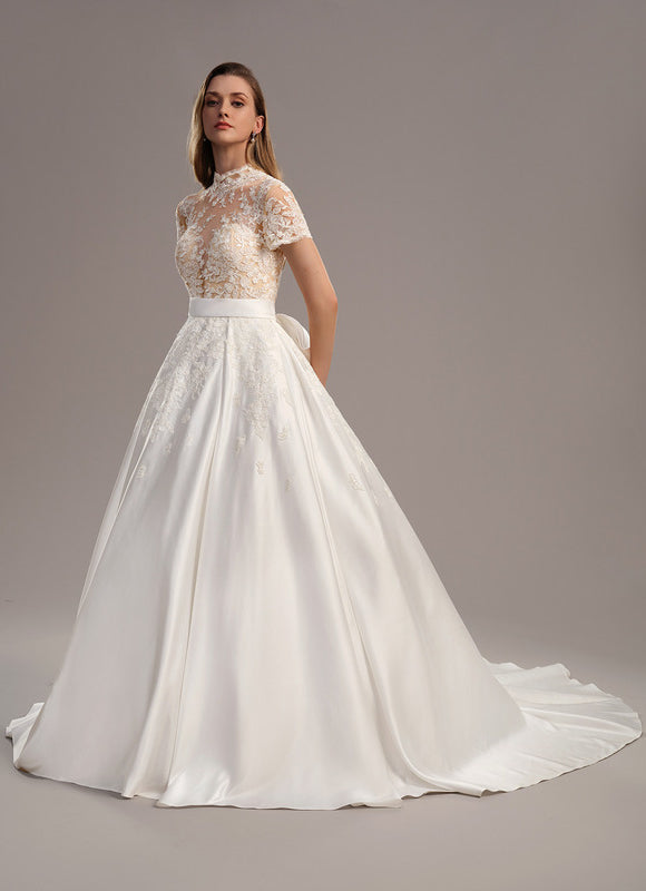 Robe De Princesse Éclat Nuptial Satiné - gallery 2