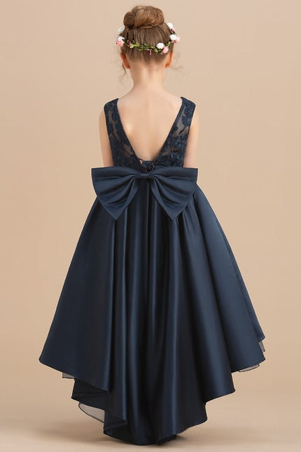Robe De Princesse Satin Marine Élégante - gallery 3