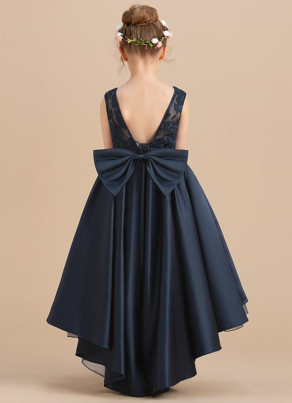 Robe De Princesse Satin Marine Élégante - gallery 3