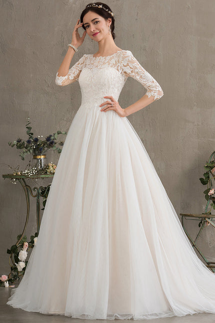 Robe De Princesse Nuptiale En Tulle Scintillant - gallery 2