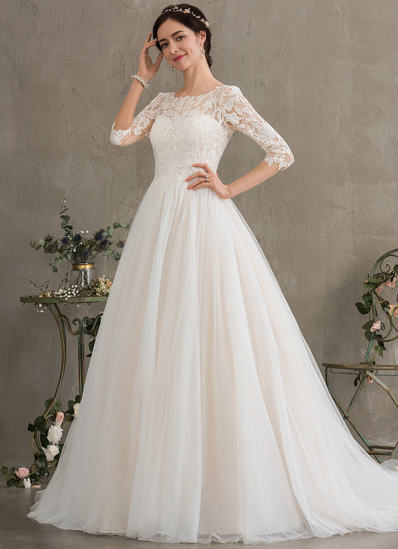 Robe De Princesse Nuptiale En Tulle Scintillant - gallery 2