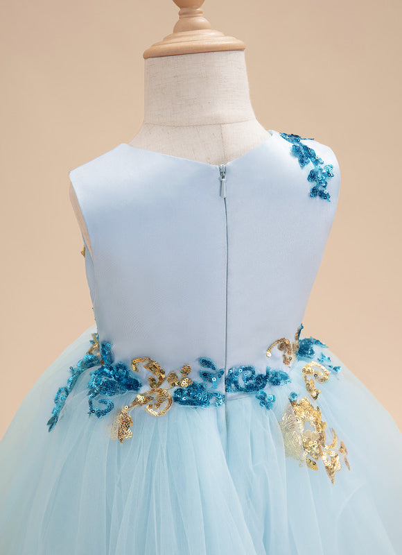 Robe De Princesse Tulle Bleu Floral - gallery 7