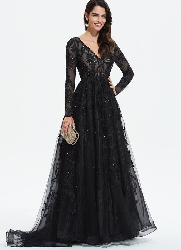 Robe De Princesse De Gala En Tulle Brodé - gallery 7