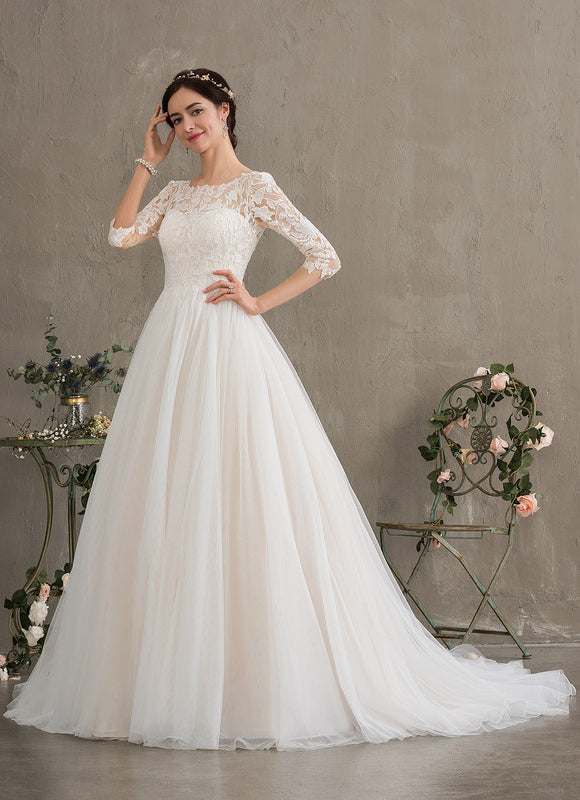 Robe De Princesse Nuptiale En Tulle Scintillant - gallery 3