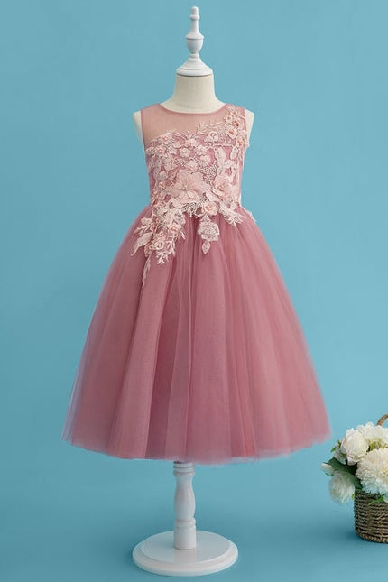 Robe De Princesse Tulle Rose Ornée - gallery 1