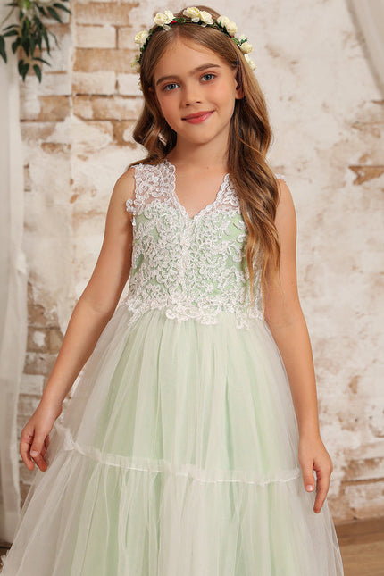 Robe De Princesse Tulle Vert Pâle - gallery 7