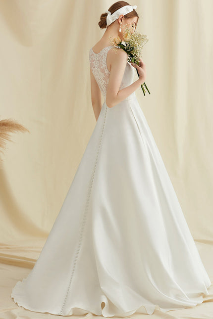 Robe De Princesse Satin Épurée - gallery 1