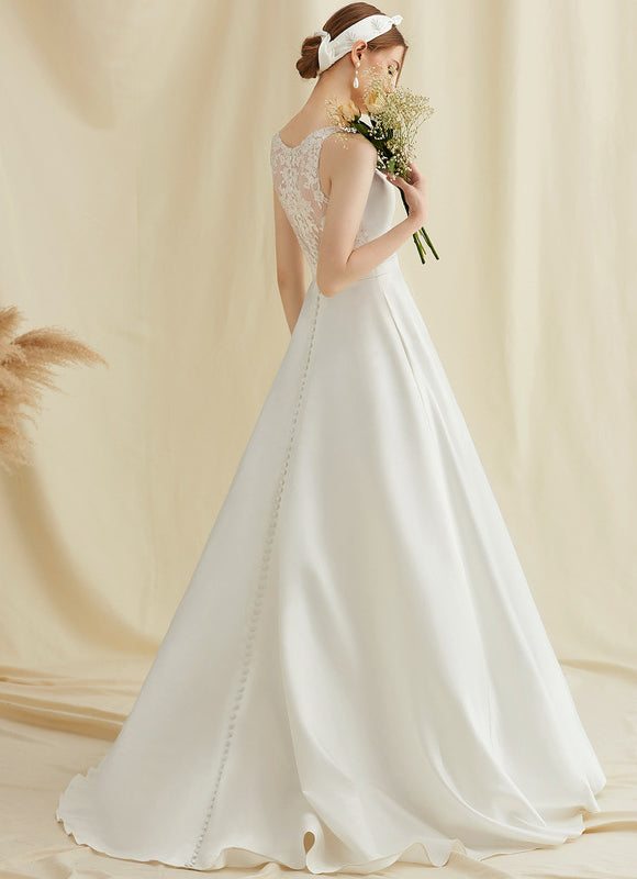 Robe De Princesse Satin Épurée - gallery 1