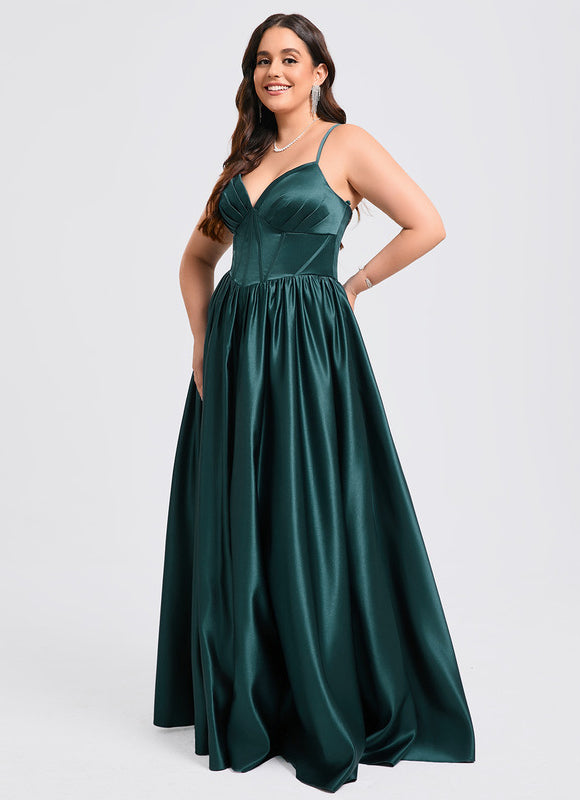 Robe De Princesse Satin Fluide Ras Du Sol - gallery 7