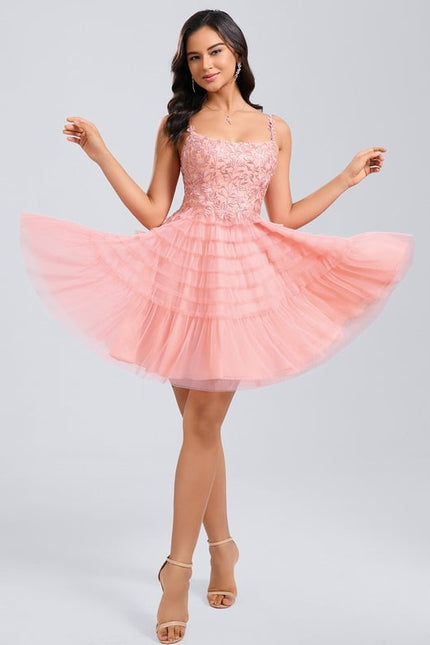 Robe De Princesse Tulle Florale Saumon - gallery 3