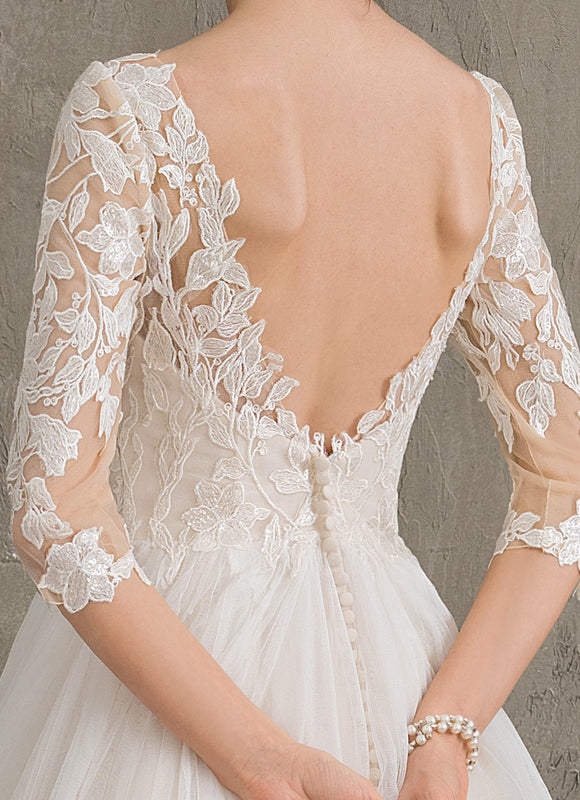 Robe De Princesse Nuptiale En Tulle Scintillant - gallery 1