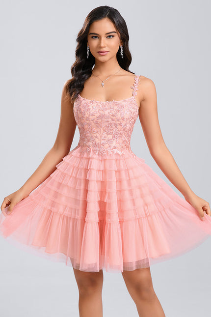 Robe De Princesse Tulle Florale Saumon