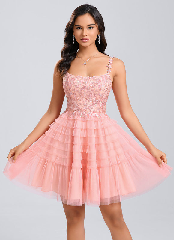 Robe De Princesse Tulle Florale Saumon