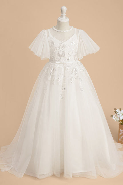 Robe De Princesse Tulle Ivoire Fleuri - gallery 1