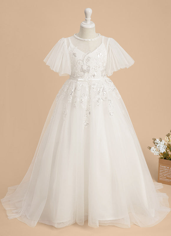 Robe De Princesse Tulle Ivoire Fleuri - gallery 1