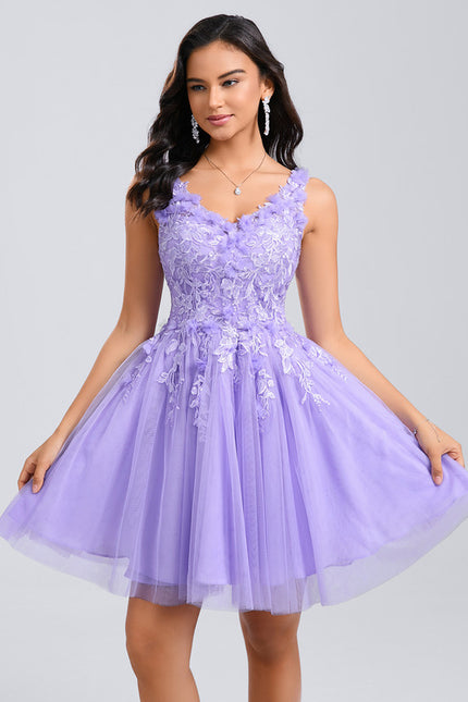 Robe De Princesse Courte Lilas Florale