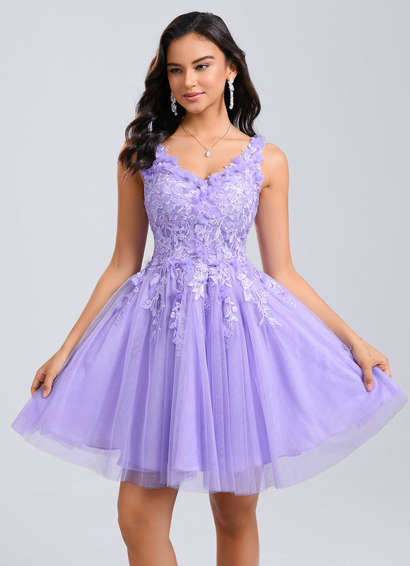 Robe De Princesse Courte Lilas Florale