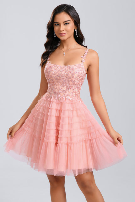 Robe De Princesse Tulle Florale Saumon - gallery 1