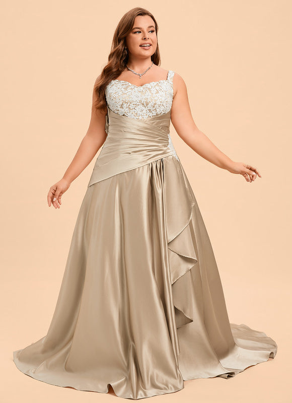 Robe De Princesse Satinée Beige - gallery 5