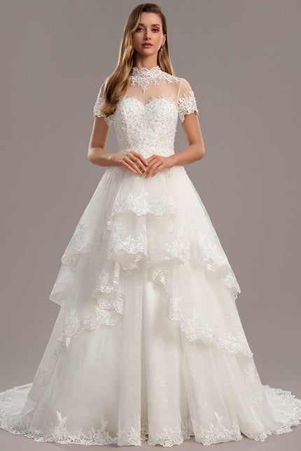 Robe De Princesse Nuptiale En Dentelle - gallery 1