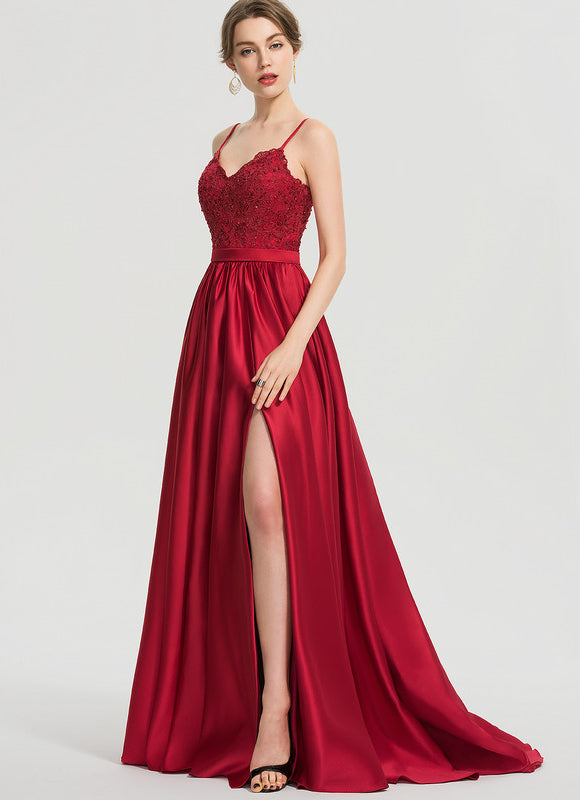 Robe De Princesse Satinée Rouge - gallery 7