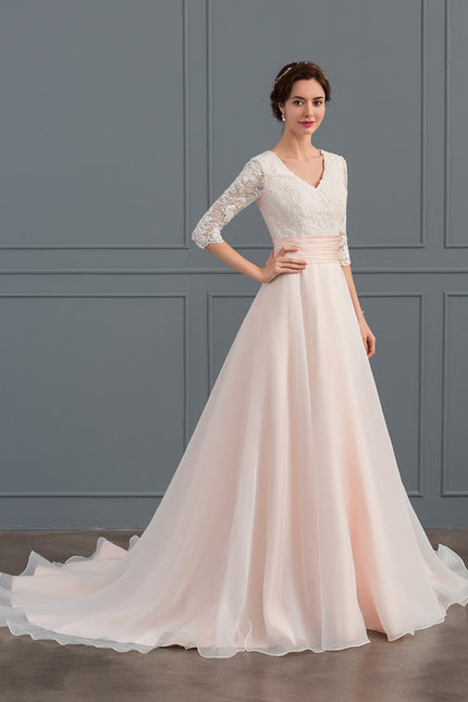Robe De Princesse Nuptiale En Organza - gallery 1