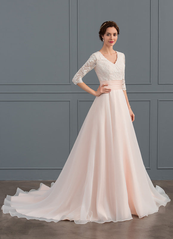 Robe De Princesse Nuptiale En Organza - gallery 1