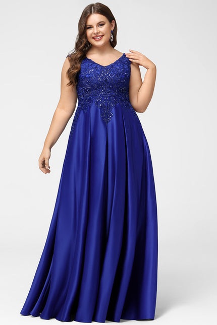 Robe De Princesse Soirée Bleue Satinée - gallery 7