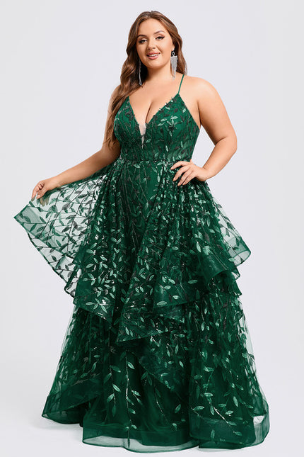 Robe De Princesse Émeraude À Volants - gallery 8
