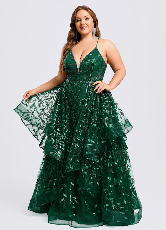 Robe De Princesse Émeraude À Volants - gallery 8