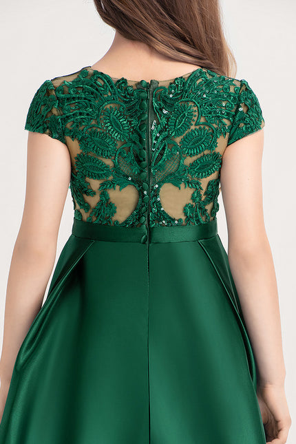 Robe De Princesse Satin Verte Élégante - gallery 4
