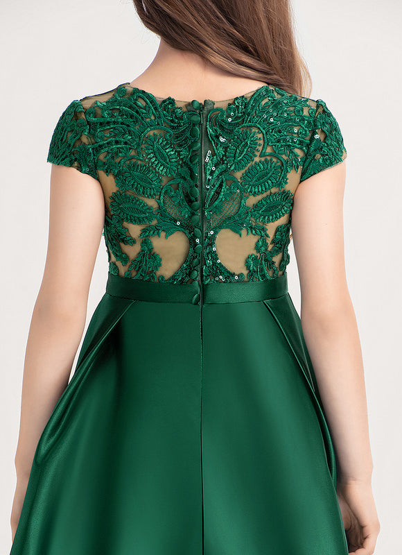Robe De Princesse Satin Verte Élégante - gallery 4