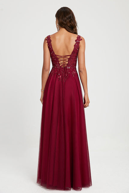 Robe De Princesse Bordeaux Scintillante - gallery 4