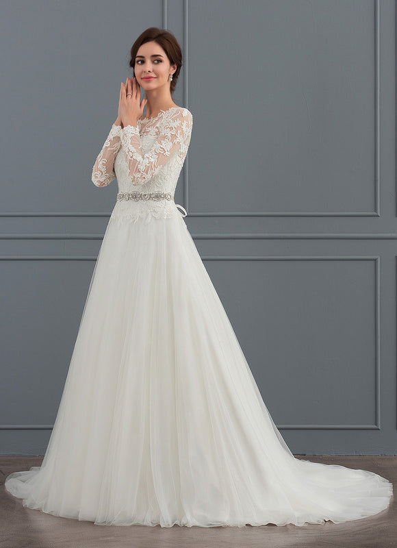 Robe De Princesse Nuptiale Tulle Ornée - gallery 2