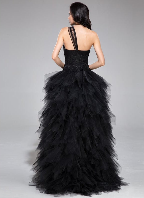 Robe De Princesse Asymétrique À Volants - gallery 5