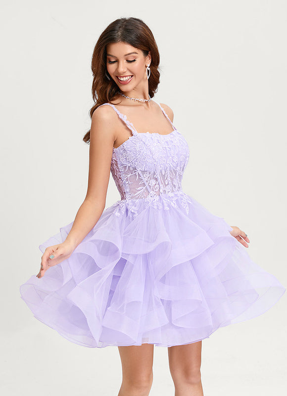 Robe De Princesse Tulle Asymétrique Saumon - gallery 5