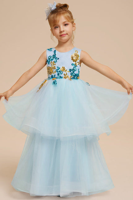 Robe De Princesse Tulle Bleu Floral - gallery 9