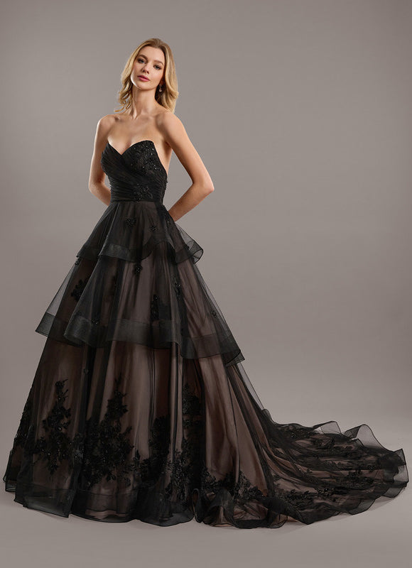 Robe De Princesse Tulle Noir Ornée - gallery 4